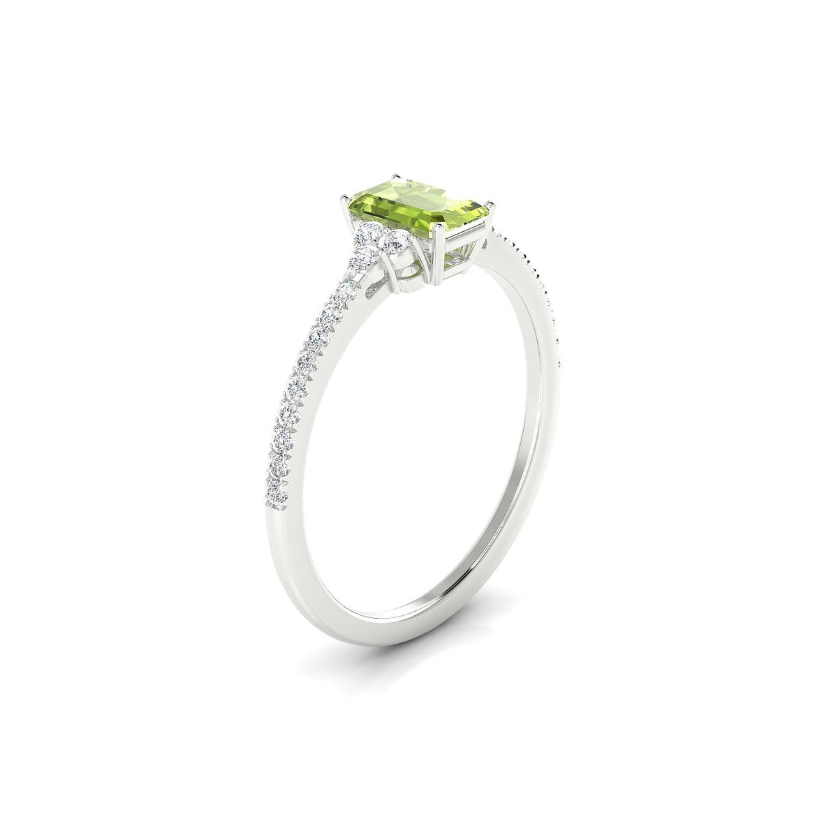 Reverie | 18k White Gold 6 x 4 mm Emerald Peridot Ring