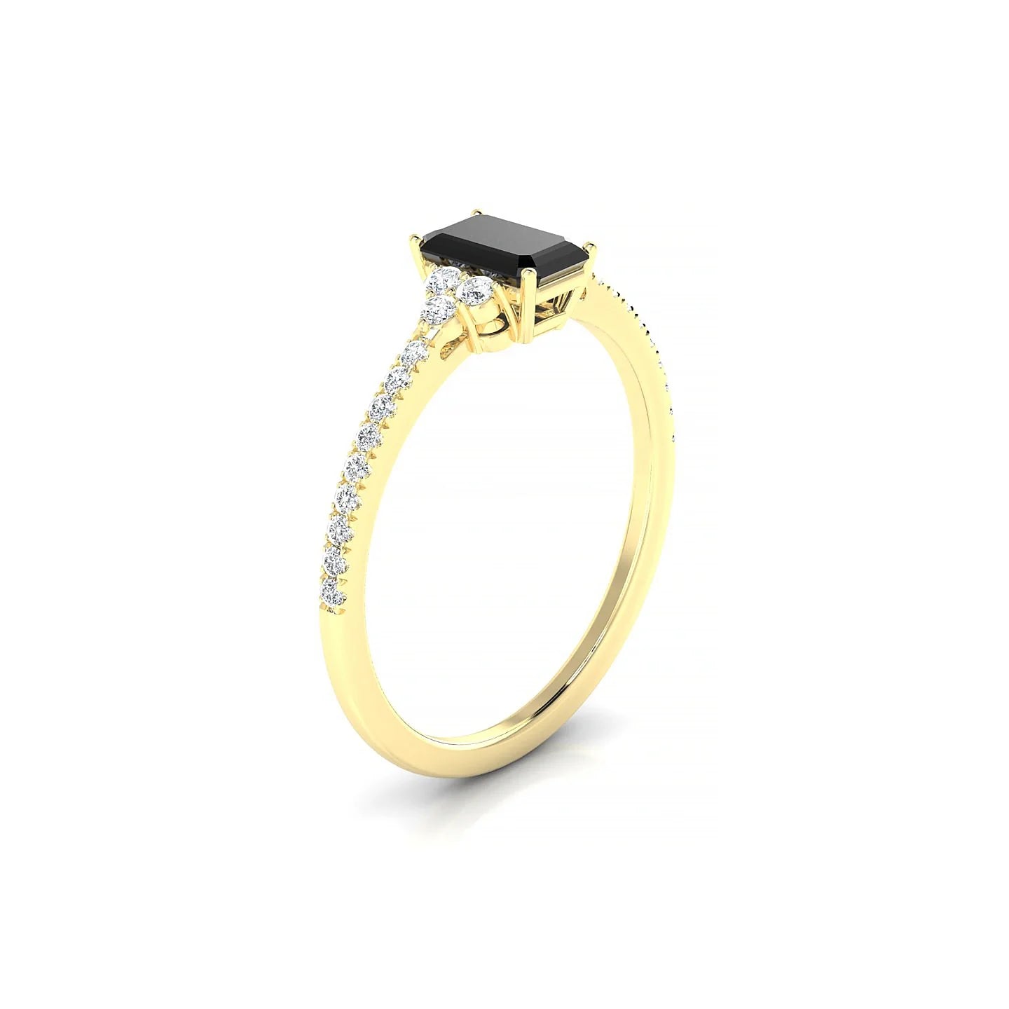 Reverie | 18k Yellow Gold 6 x 4 mm Emerald Black Diamond Ring