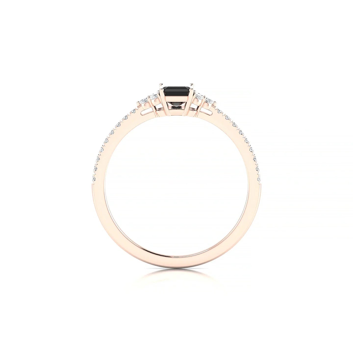 Reverie | 18k Rose Gold 6 x 4 mm Emerald Black Diamond Ring