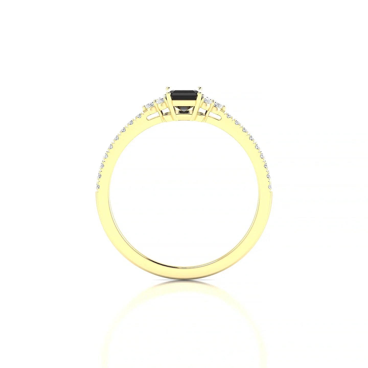 Reverie | 18k Yellow Gold 6 x 4 mm Emerald Black Diamond Ring