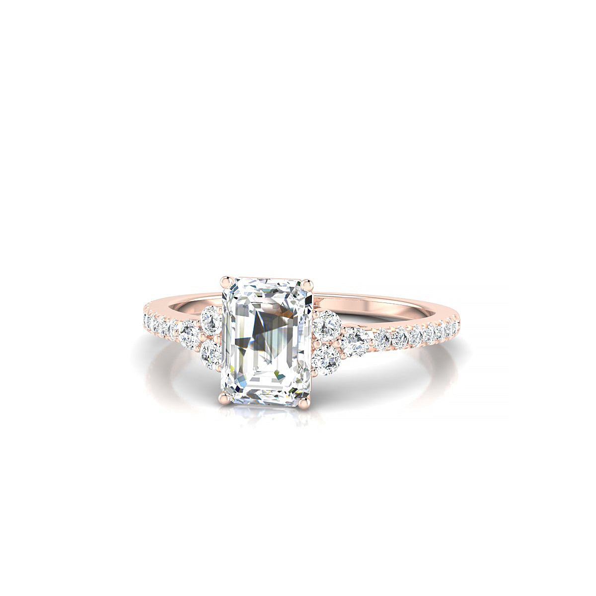 Reverie | 18k Rose Gold 7 x 5 mm Emerald Diamond Ring