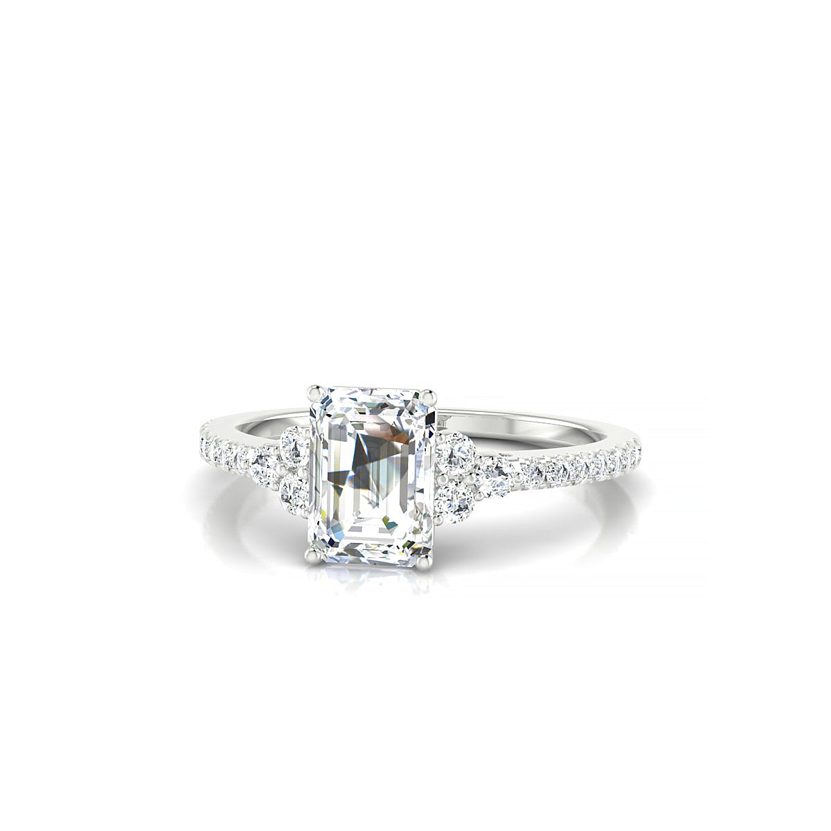 Reverie | 18k White Gold 7 x 5 mm Emerald Diamond Ring