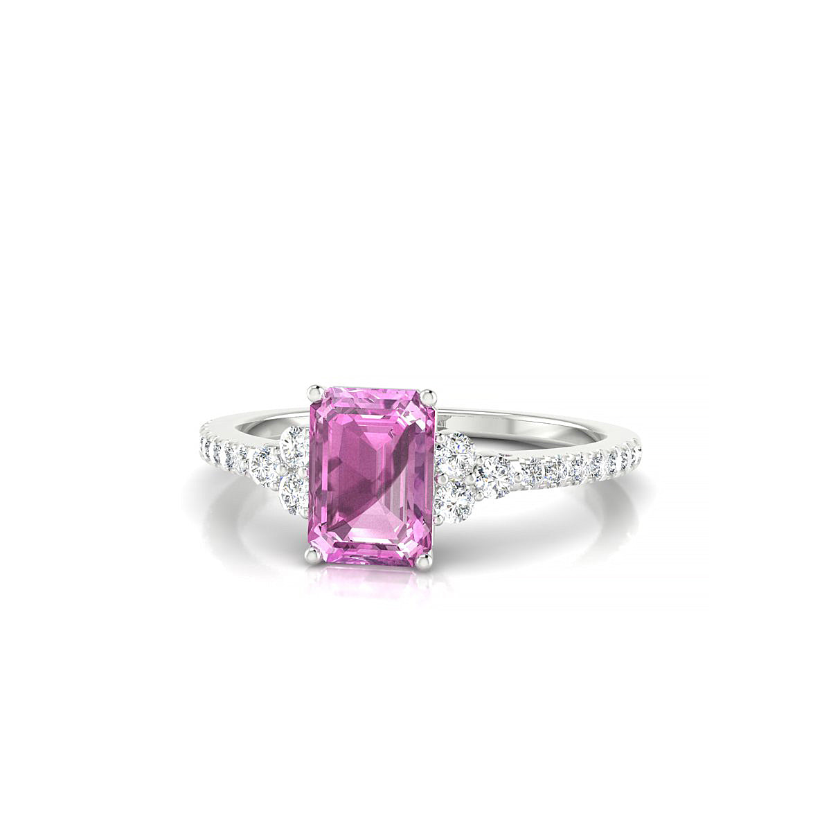 Reverie | 18k White Gold 7 x 5 mm Emerald Pink Sapphire Ring