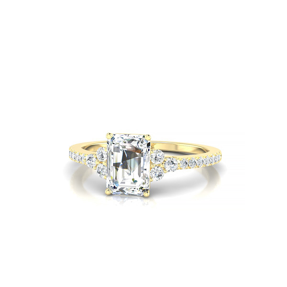 Reverie | 18k Yellow Gold 7 x 5 mm Emerald Diamond Ring