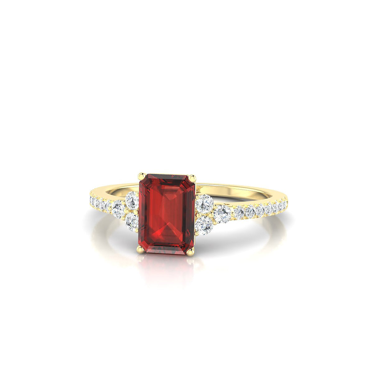 Reverie | 18k Yellow Gold 7 x 5 mm Emerald Garnet Ring