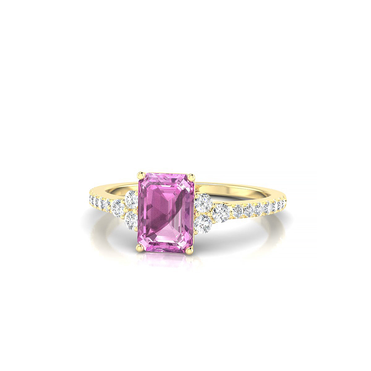 Reverie | 18k Yellow Gold 7 x 5 mm Emerald Pink Sapphire Ring