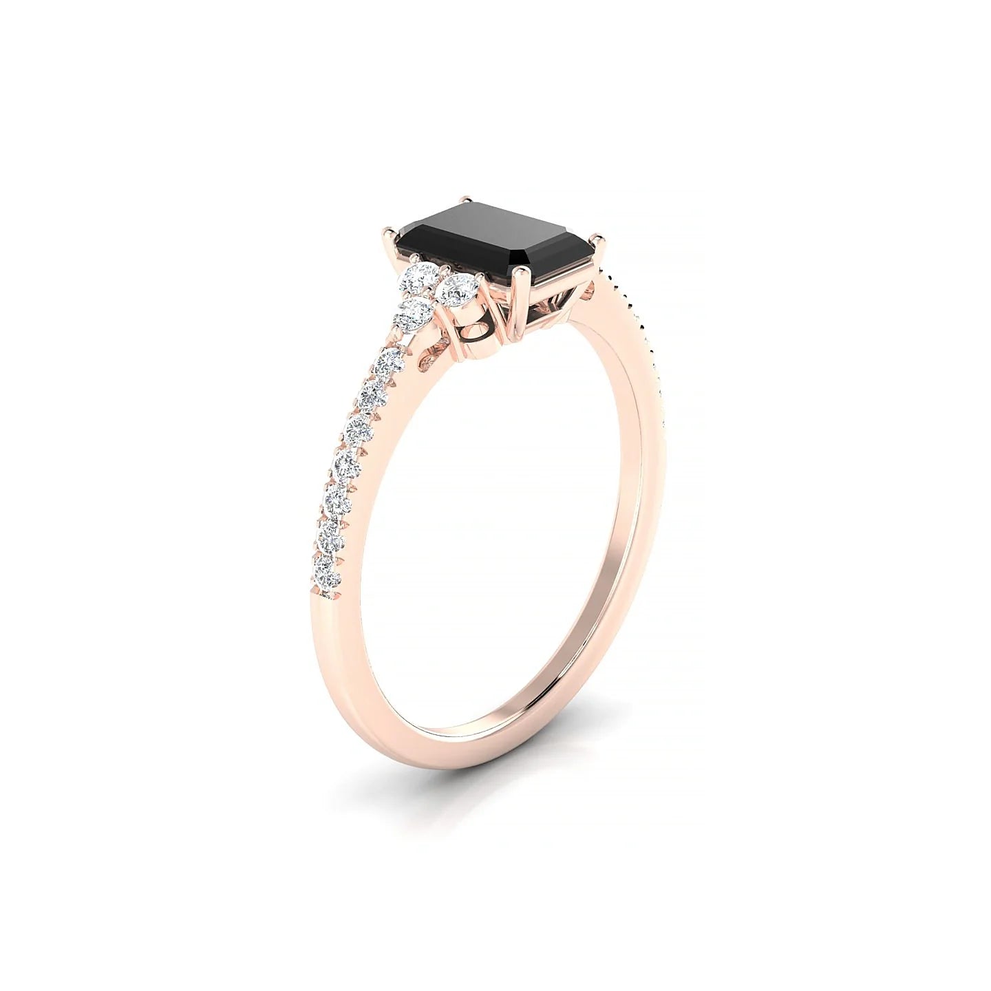 Reverie | 18k Rose Gold 7 x 5 mm Emerald Black Diamond Ring