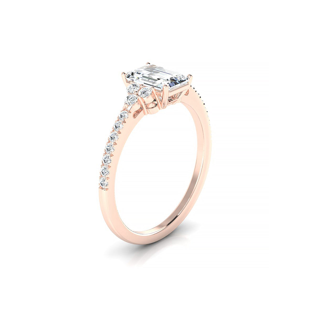 Reverie | 18k Rose Gold 7 x 5 mm Emerald Diamond Ring