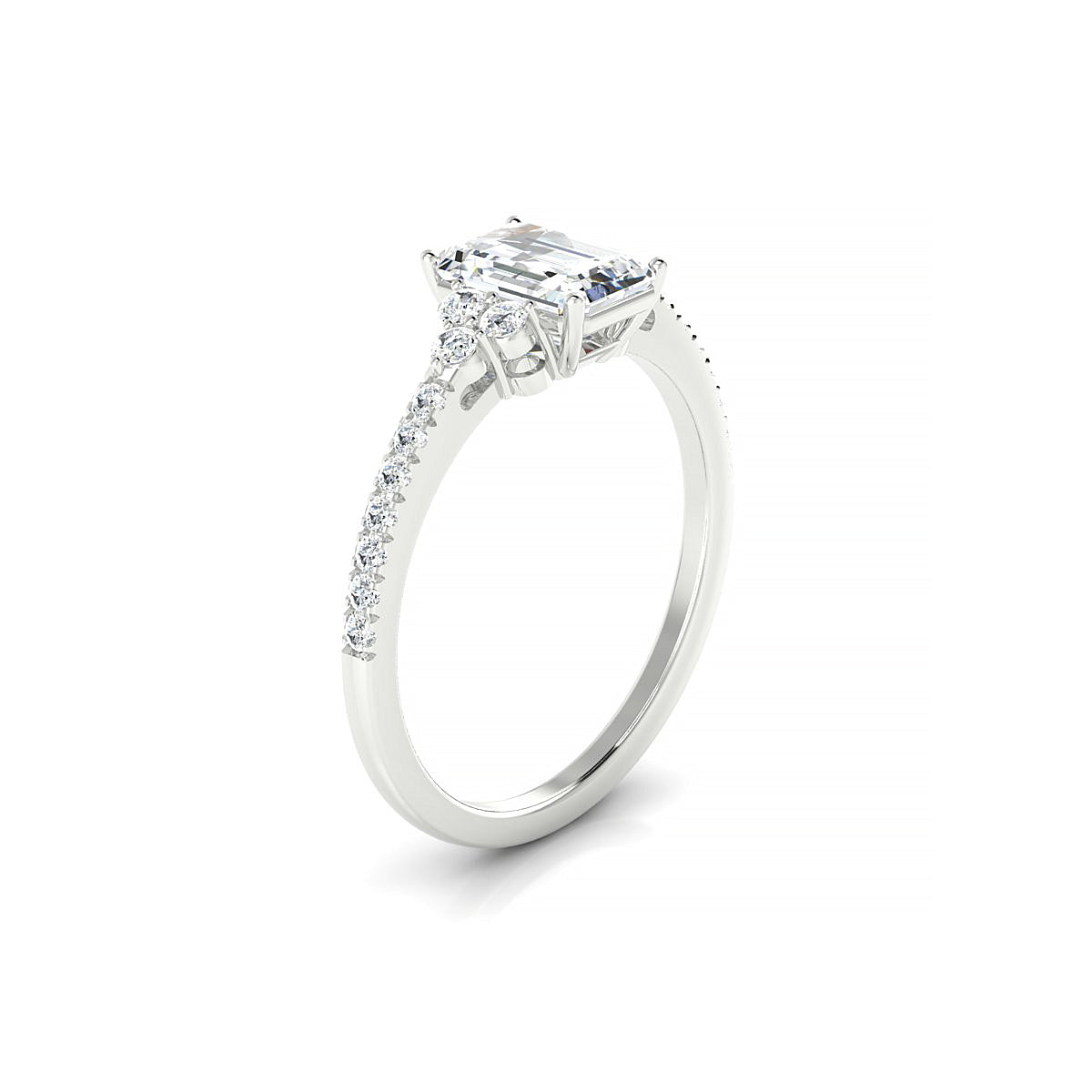 Reverie | 18k White Gold 7 x 5 mm Emerald Diamond Ring