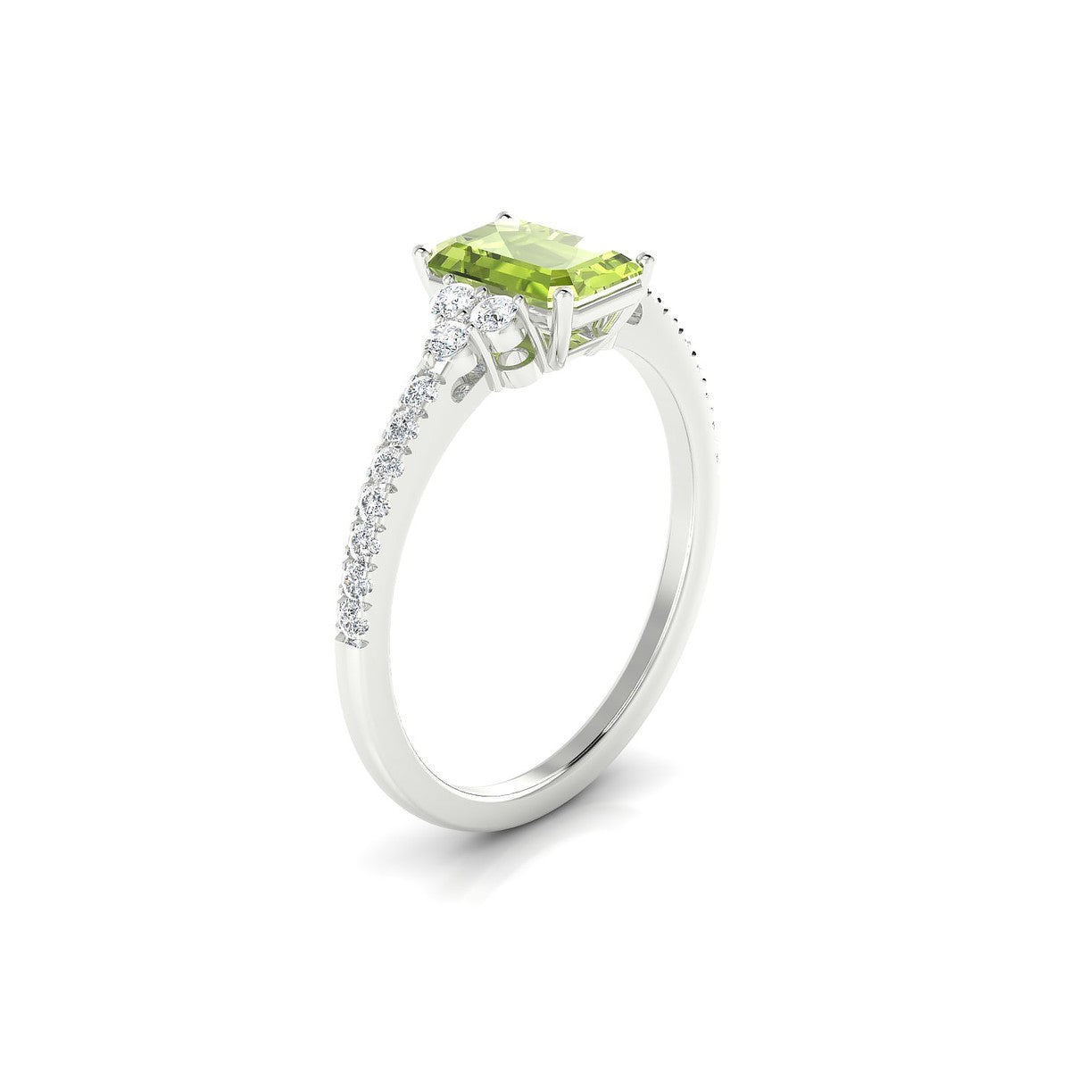 Reverie | 18k White Gold 7 x 5 mm Emerald Peridot Ring