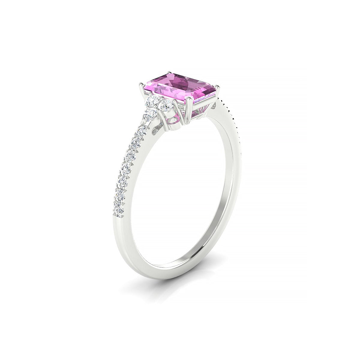 Reverie | 18k White Gold 7 x 5 mm Emerald Pink Sapphire Ring
