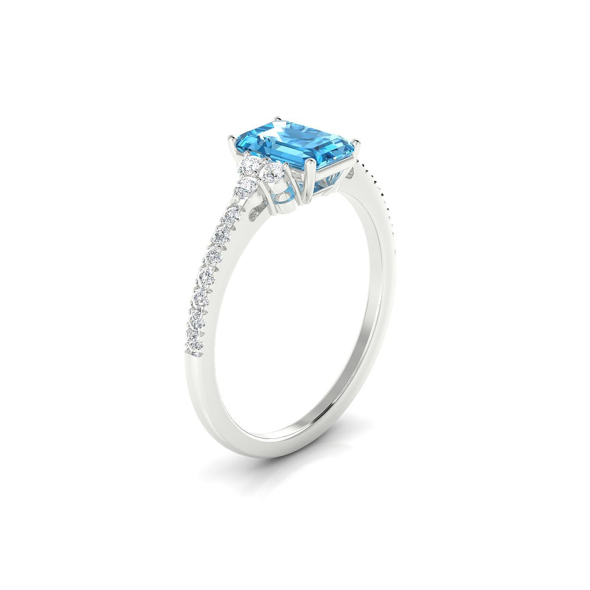 Reverie | 18k White Gold 7 x 5 mm Emerald Topaz Ring