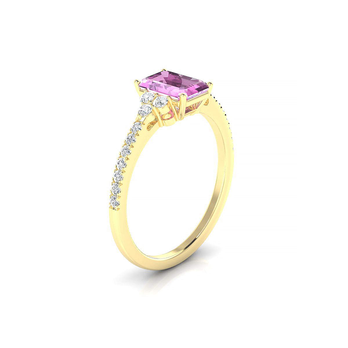Reverie | 18k Yellow Gold 7 x 5 mm Emerald Pink Sapphire Ring