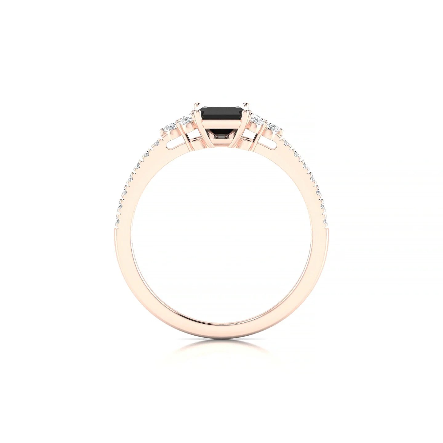 Reverie | 18k Rose Gold 7 x 5 mm Emerald Black Diamond Ring
