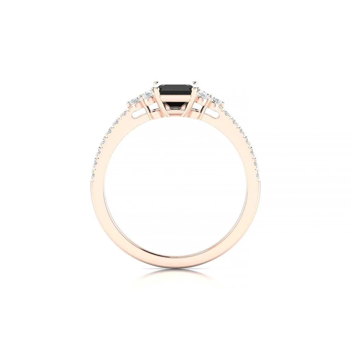 Reverie | 18k Rose Gold 7 x 5 mm Emerald Black Diamond Ring