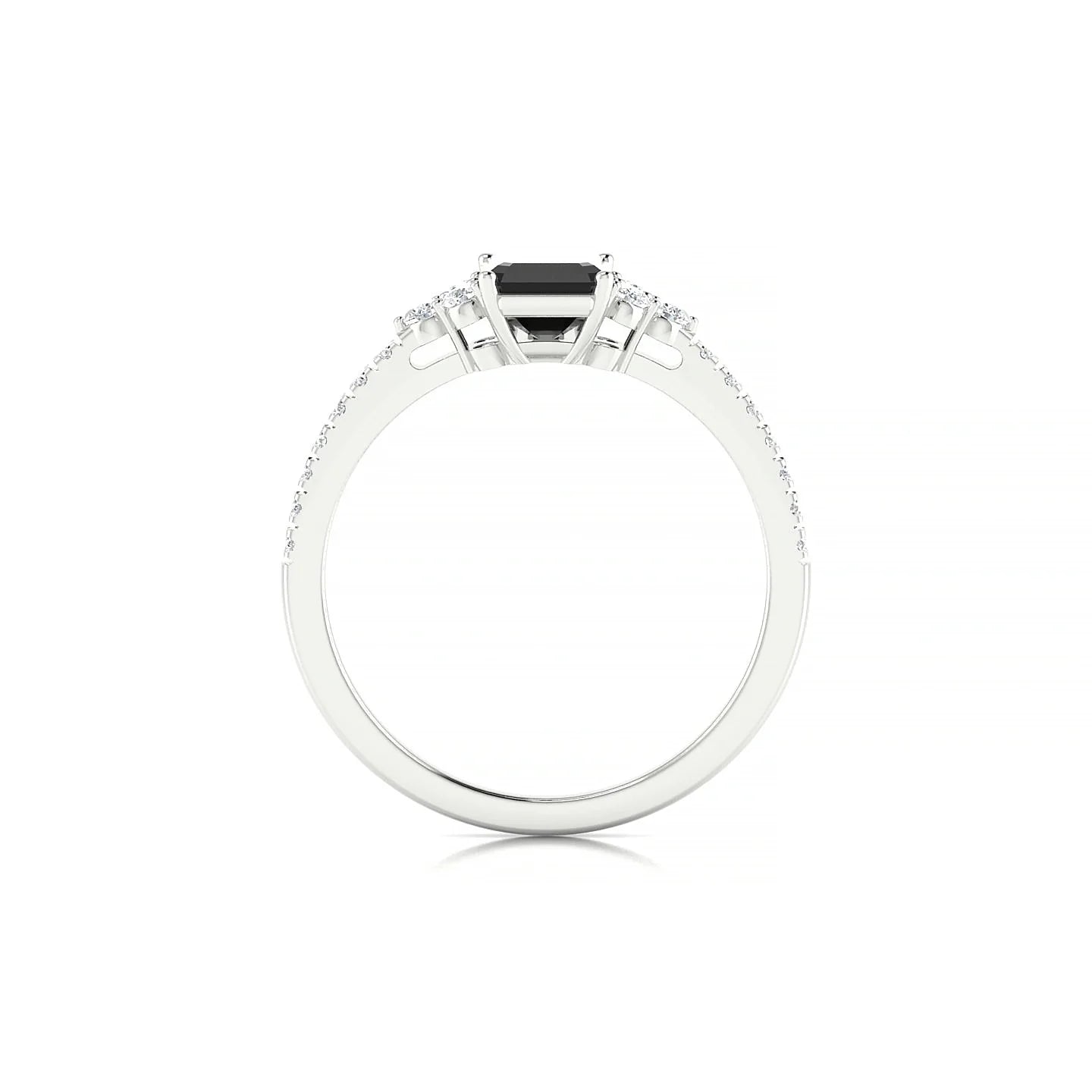Reverie | 18k White Gold 7 x 5 mm Emerald Black Diamond Ring