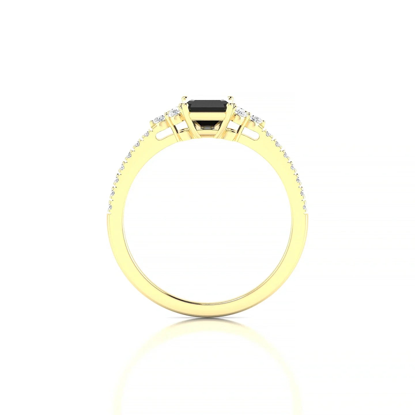 Reverie | 18k Yellow Gold 7 x 5 mm Emerald Black Diamond Ring