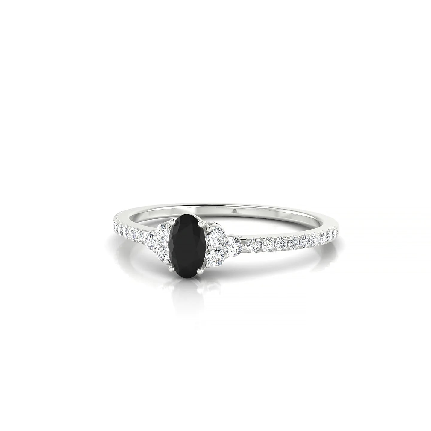 Reverie | 18k White Gold 5 x 3 mm Oval Black Diamond Ring