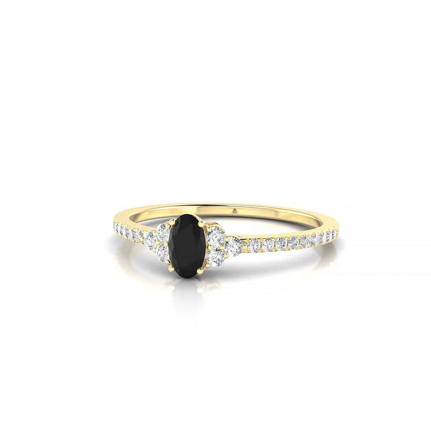 Reverie | 18k Yellow Gold 5 x 3 mm Oval Black Diamond Ring