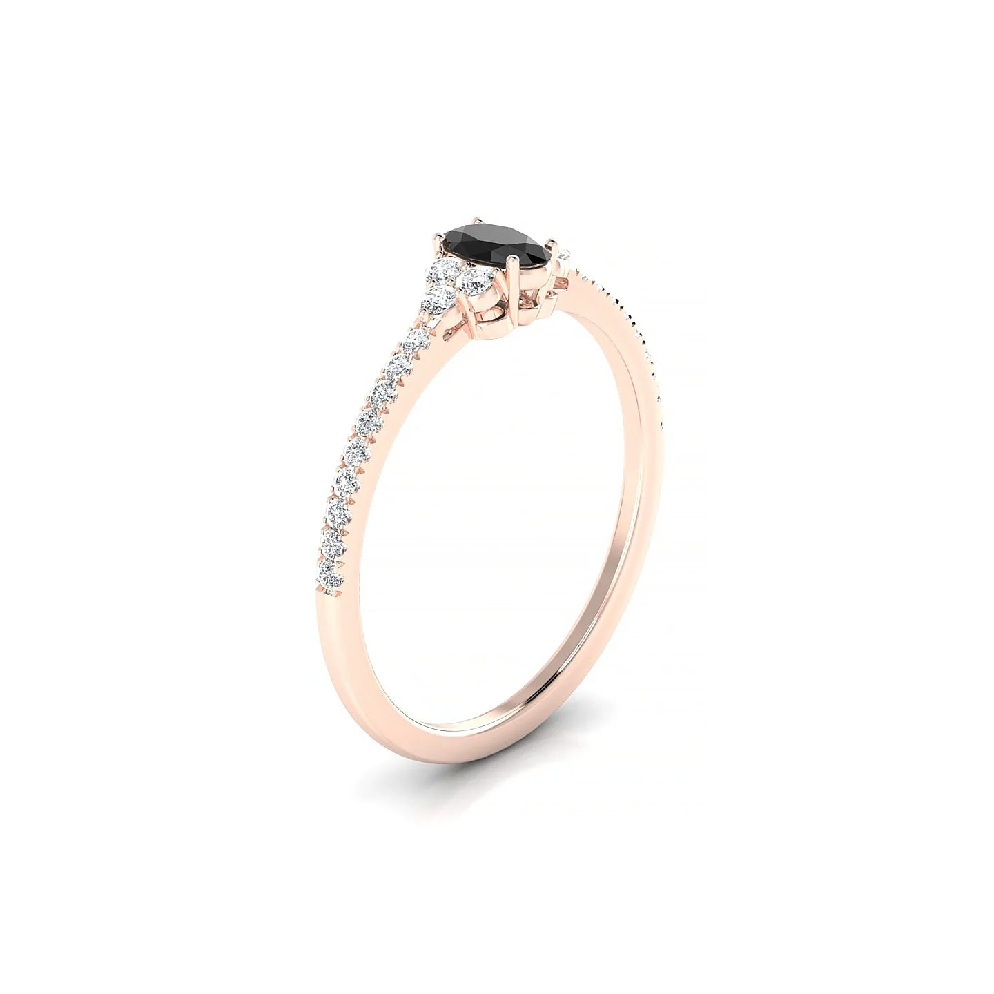 Reverie | 18k Rose Gold 5 x 3 mm Oval Black Diamond Ring