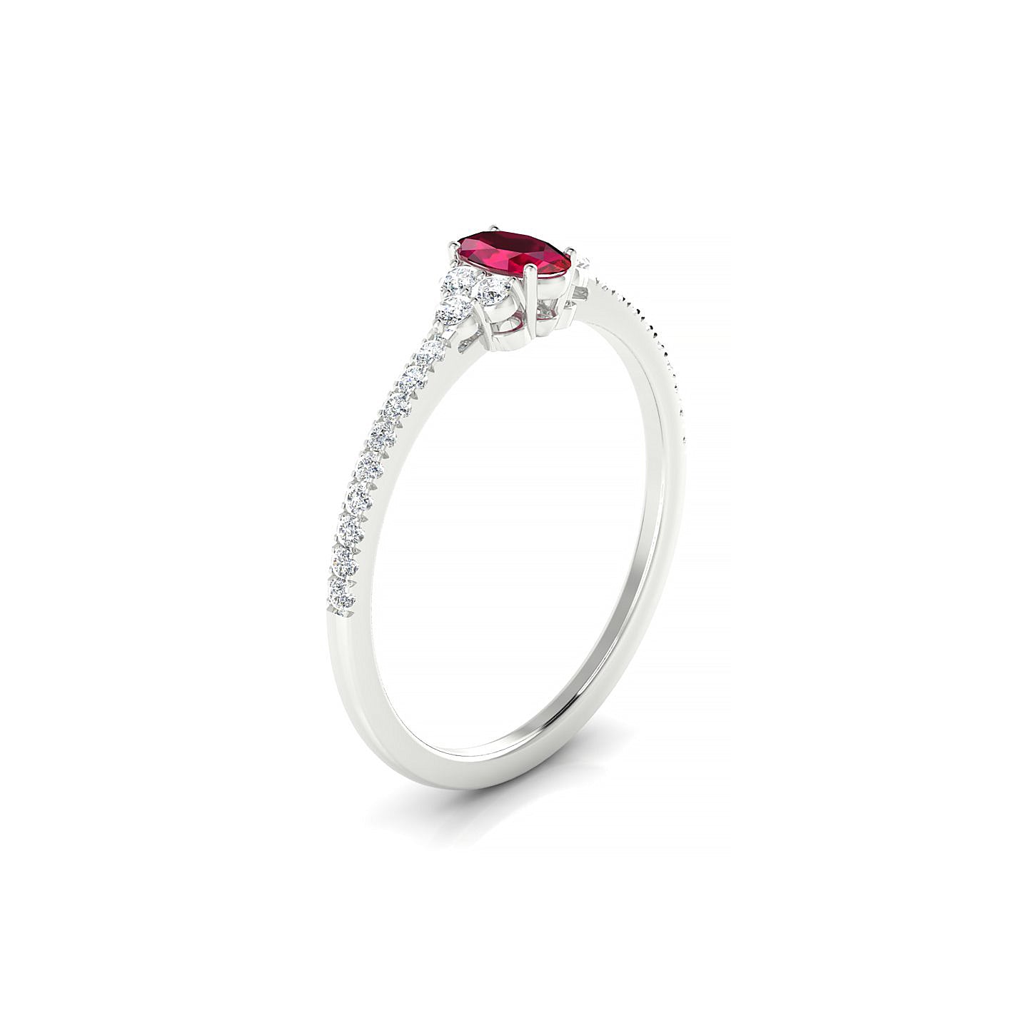 Reverie | 18k White Gold 5 x 3 mm Oval Ruby Ring