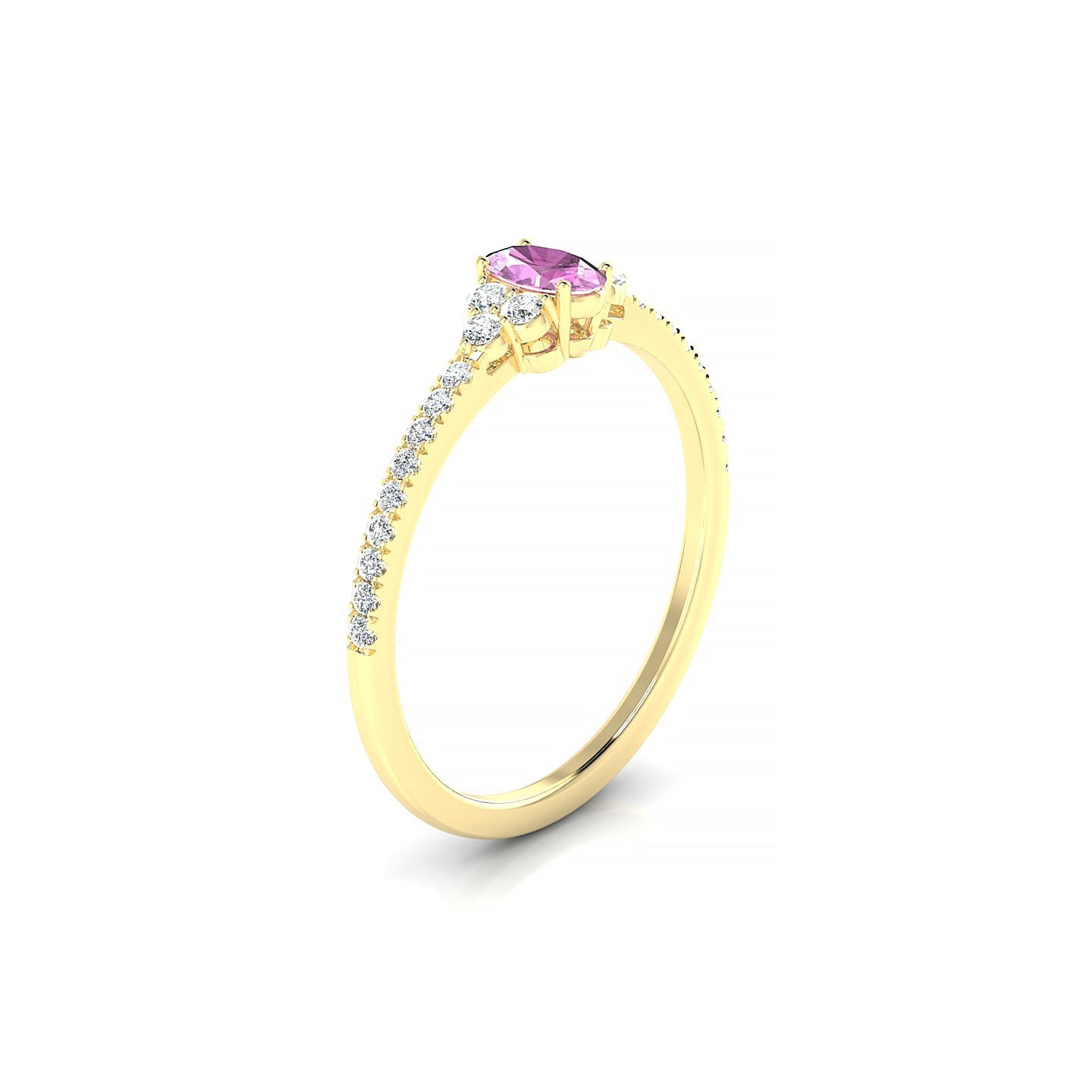 Reverie | 18k Yellow Gold 5 x 3 mm Oval Pink Sapphire Ring