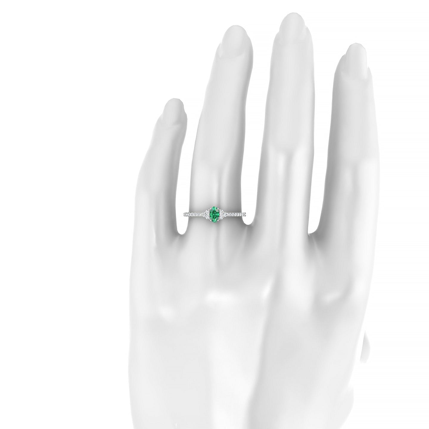 Reverie | 18k White Gold 5 x 3 mm Oval Emerald Ring