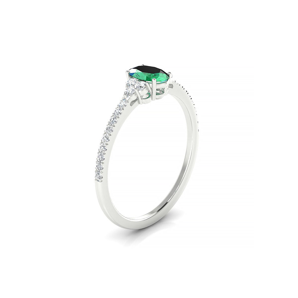 Reverie | 18k White Gold 6 x 4 mm Oval Emerald Ring