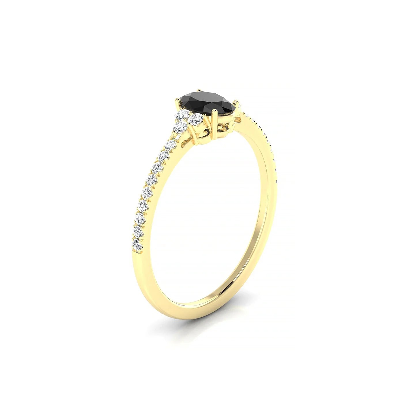 Reverie | 18k Yellow Gold 6 x 4 mm Oval Black Diamond Ring