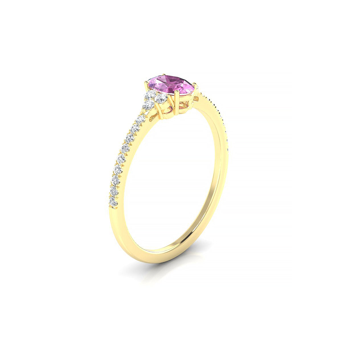 Reverie | 18k Yellow Gold 6 x 4 mm Oval Pink Sapphire Ring