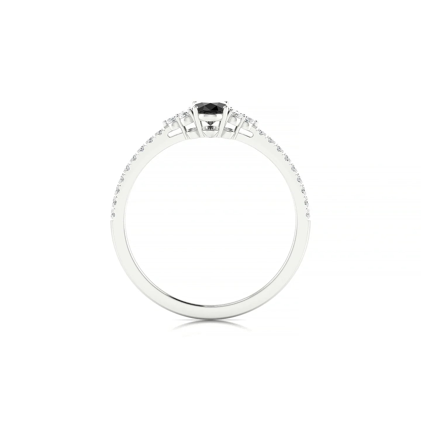 Reverie | 18k White Gold 6 x 4 mm Oval Black Diamond Ring