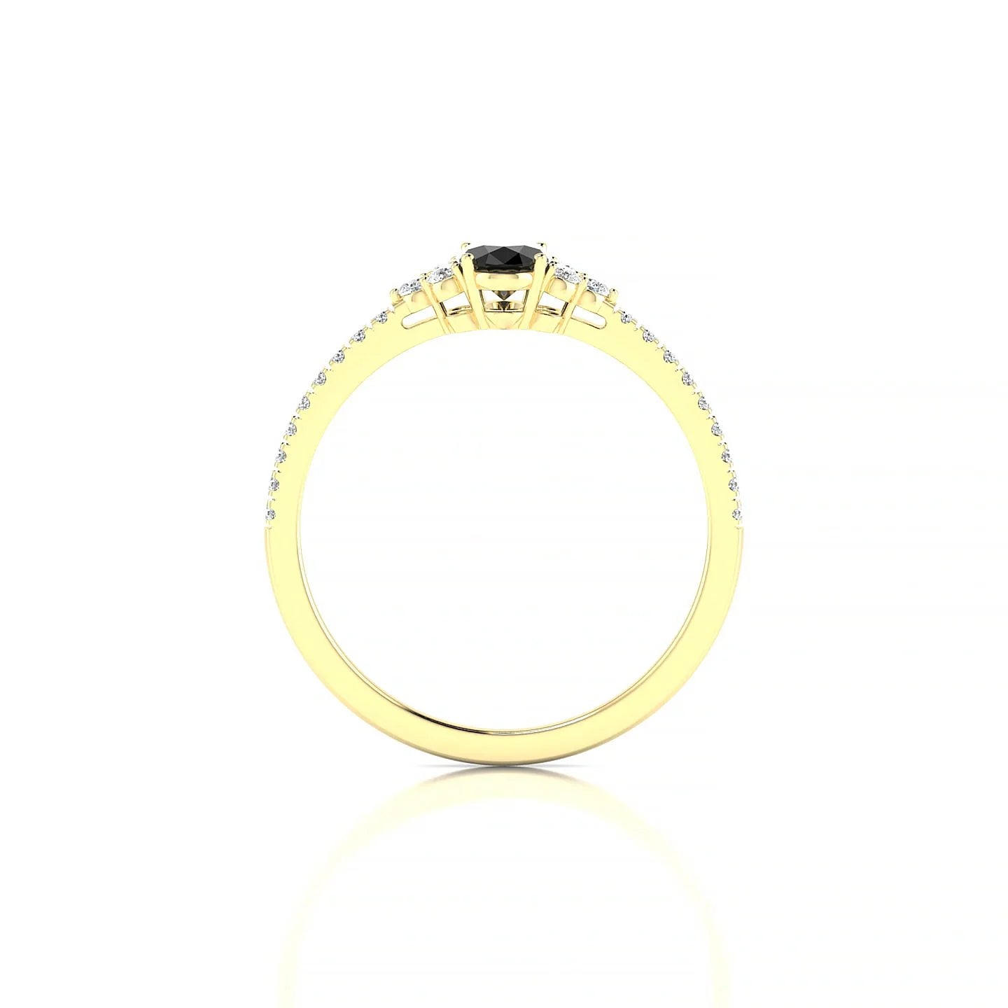Reverie | 18k Yellow Gold 6 x 4 mm Oval Black Diamond Ring