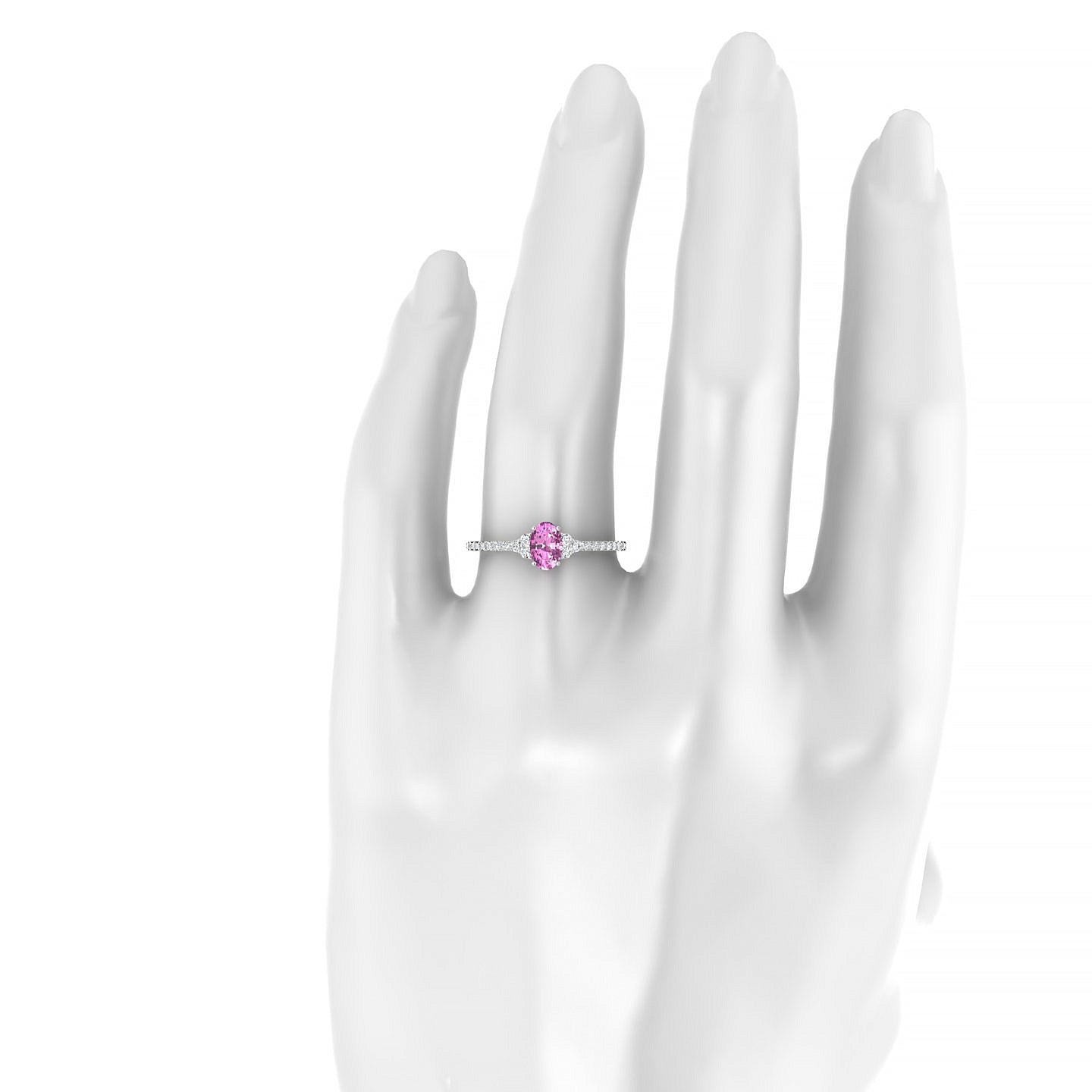 Reverie | 18k White Gold 6 x 4 mm Oval Pink Sapphire Ring