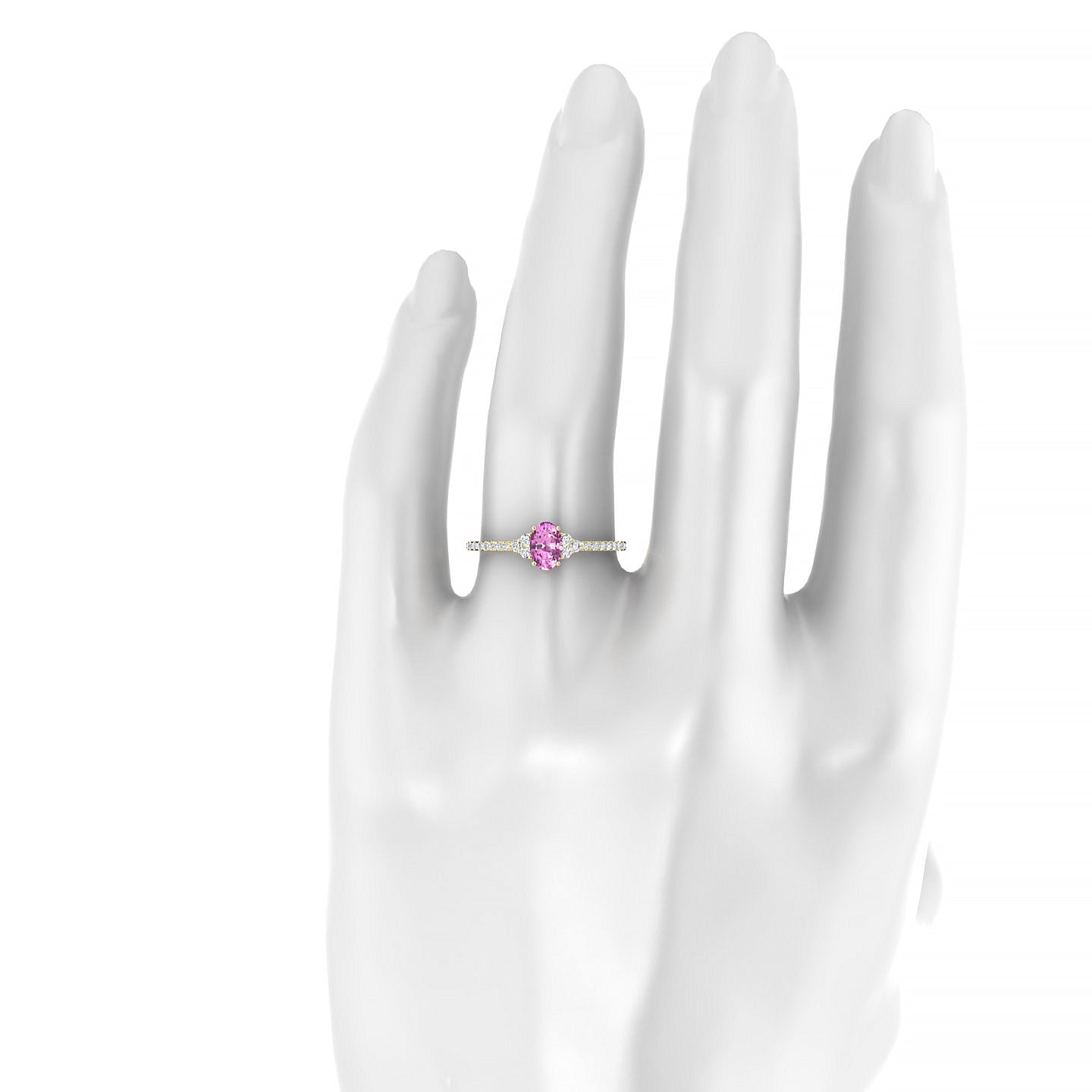 Reverie | 18k Yellow Gold 6 x 4 mm Oval Pink Sapphire Ring