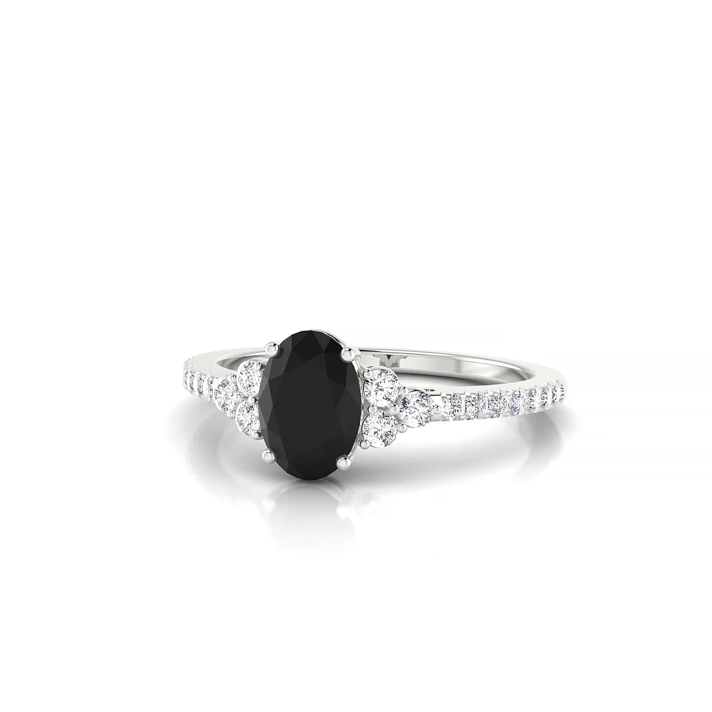 Reverie | 18k White Gold 7 x 5 mm Oval Black Diamond Ring