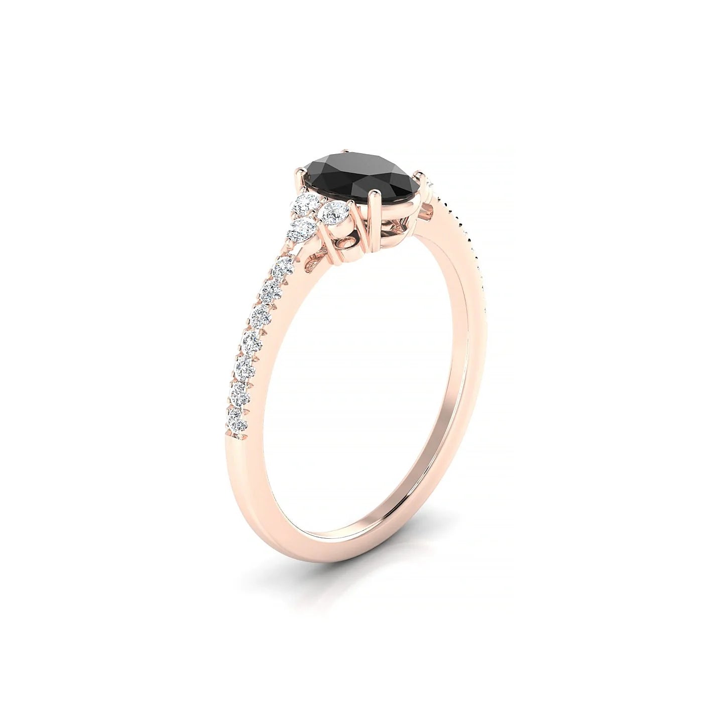 Reverie | 18k Rose Gold 7 x 5 mm Oval Black Diamond Ring