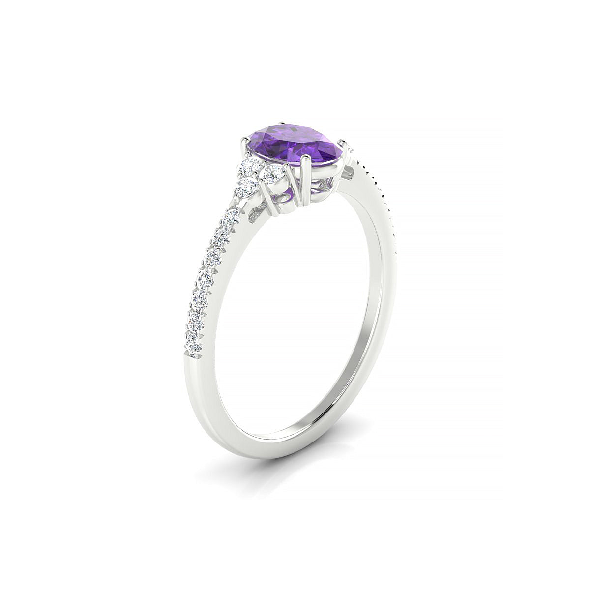 Reverie | 18k White Gold 7 x 5 mm Oval Amethyst Ring