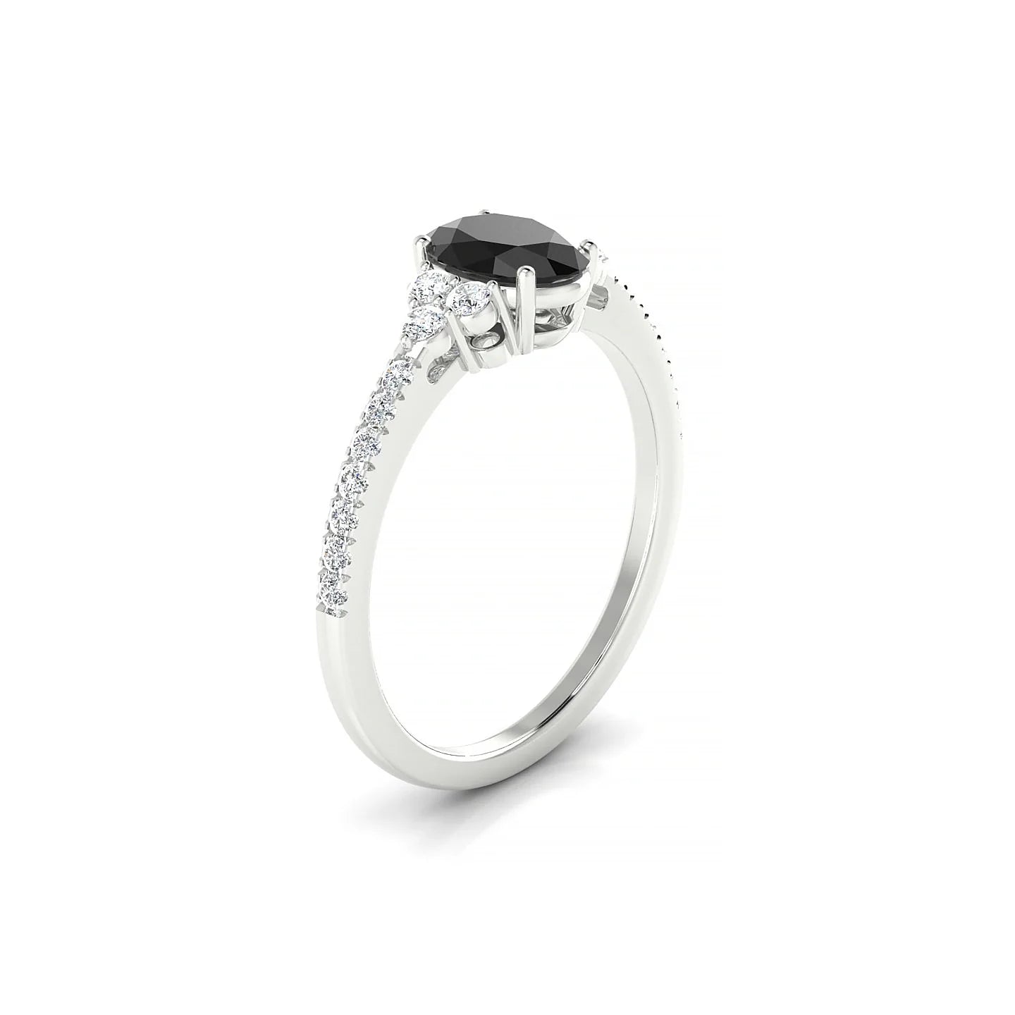 Reverie | 18k White Gold 7 x 5 mm Oval Black Diamond Ring