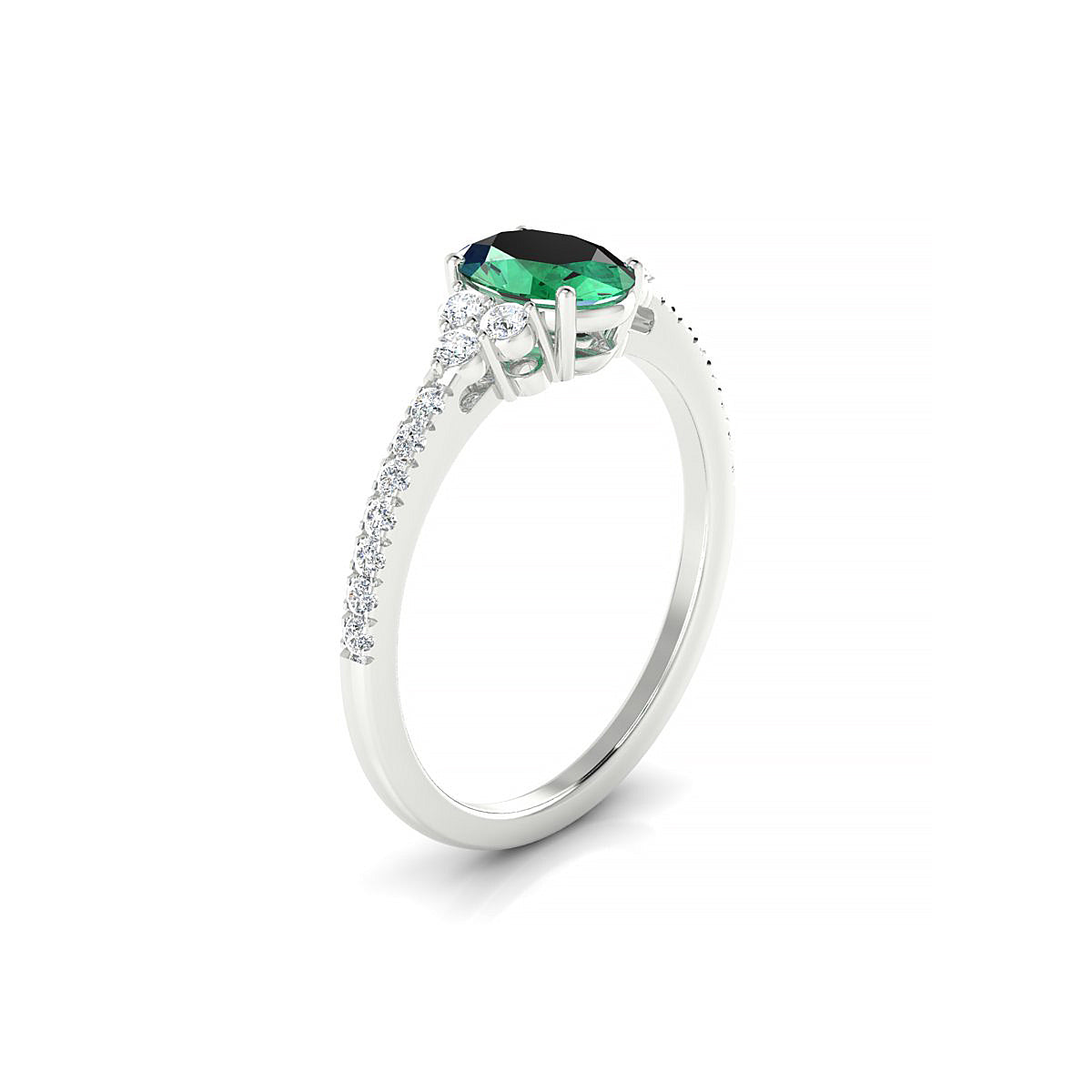 Reverie | 18k White Gold 7 x 5 mm Oval Emerald Ring
