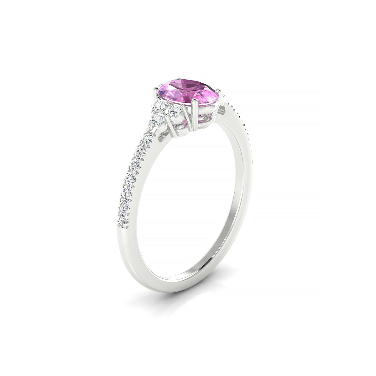Reverie | 18k White Gold 7 x 5 mm Oval Pink Sapphire Ring