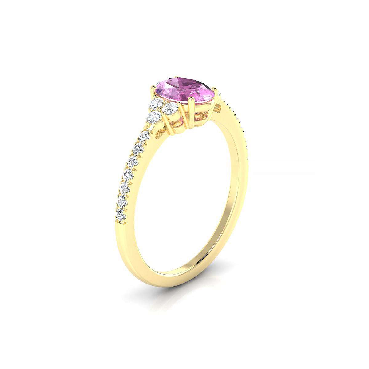Reverie | 18k Yellow Gold 7 x 5 mm Oval Pink Sapphire Ring