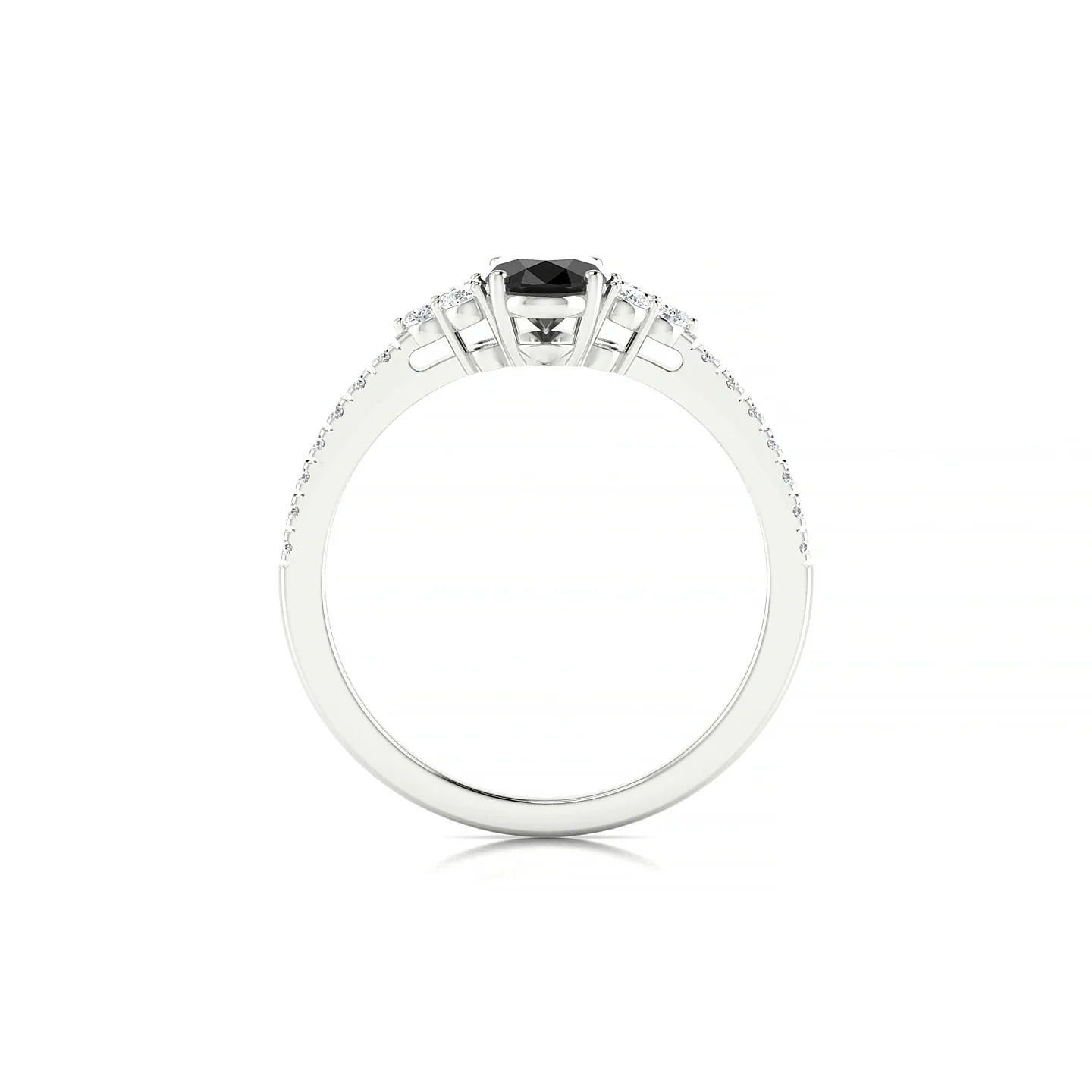 Reverie | 18k White Gold 7 x 5 mm Oval Black Diamond Ring