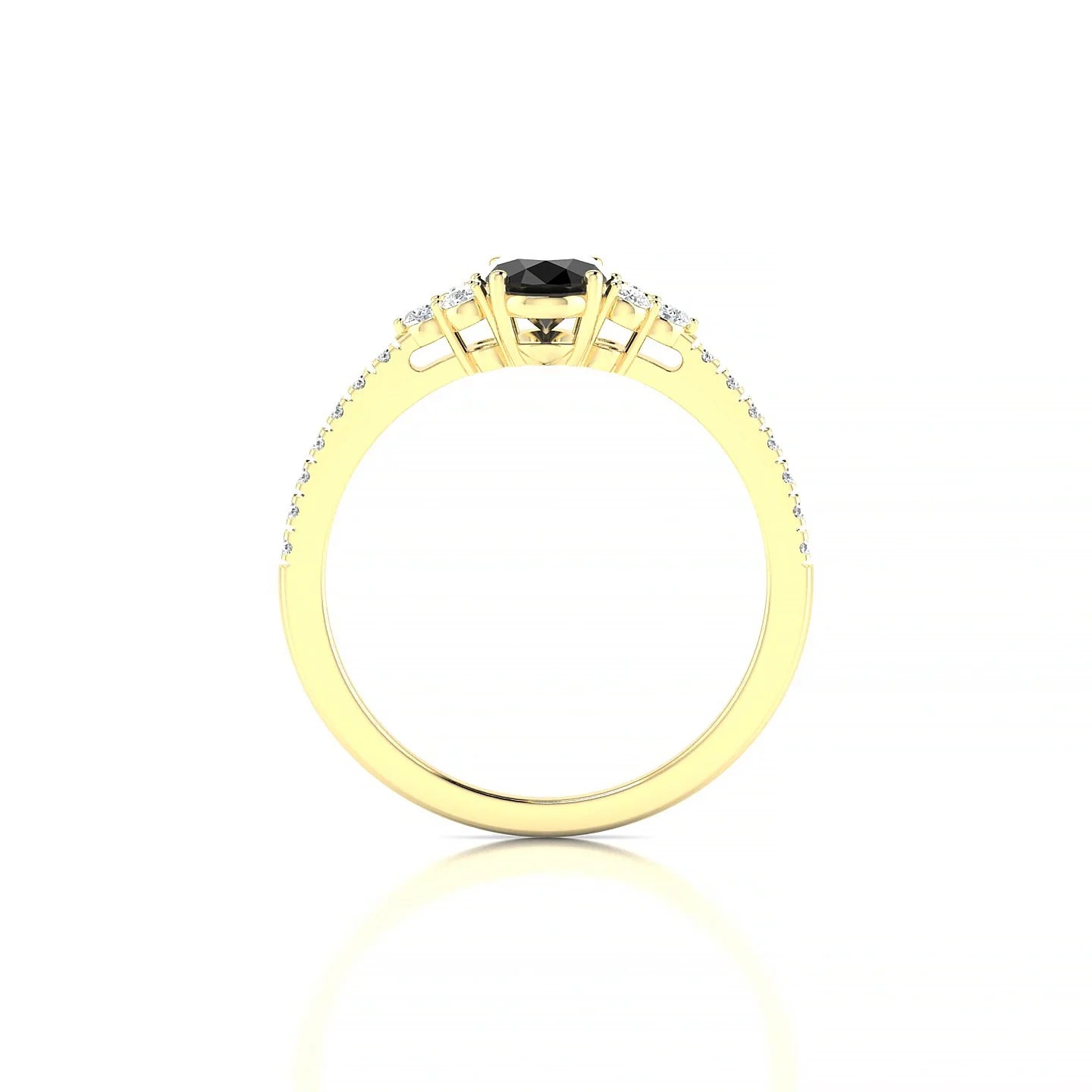 Reverie | 18k Yellow Gold 7 x 5 mm Oval Black Diamond Ring
