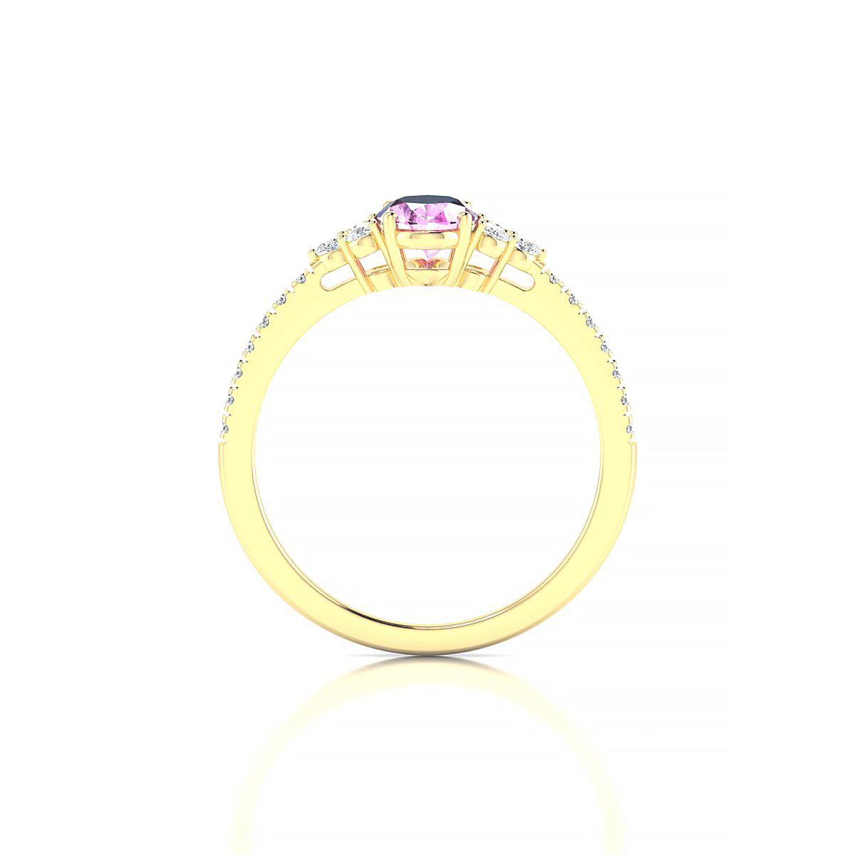 Reverie | 18k Yellow Gold 7 x 5 mm Oval Pink Sapphire Ring