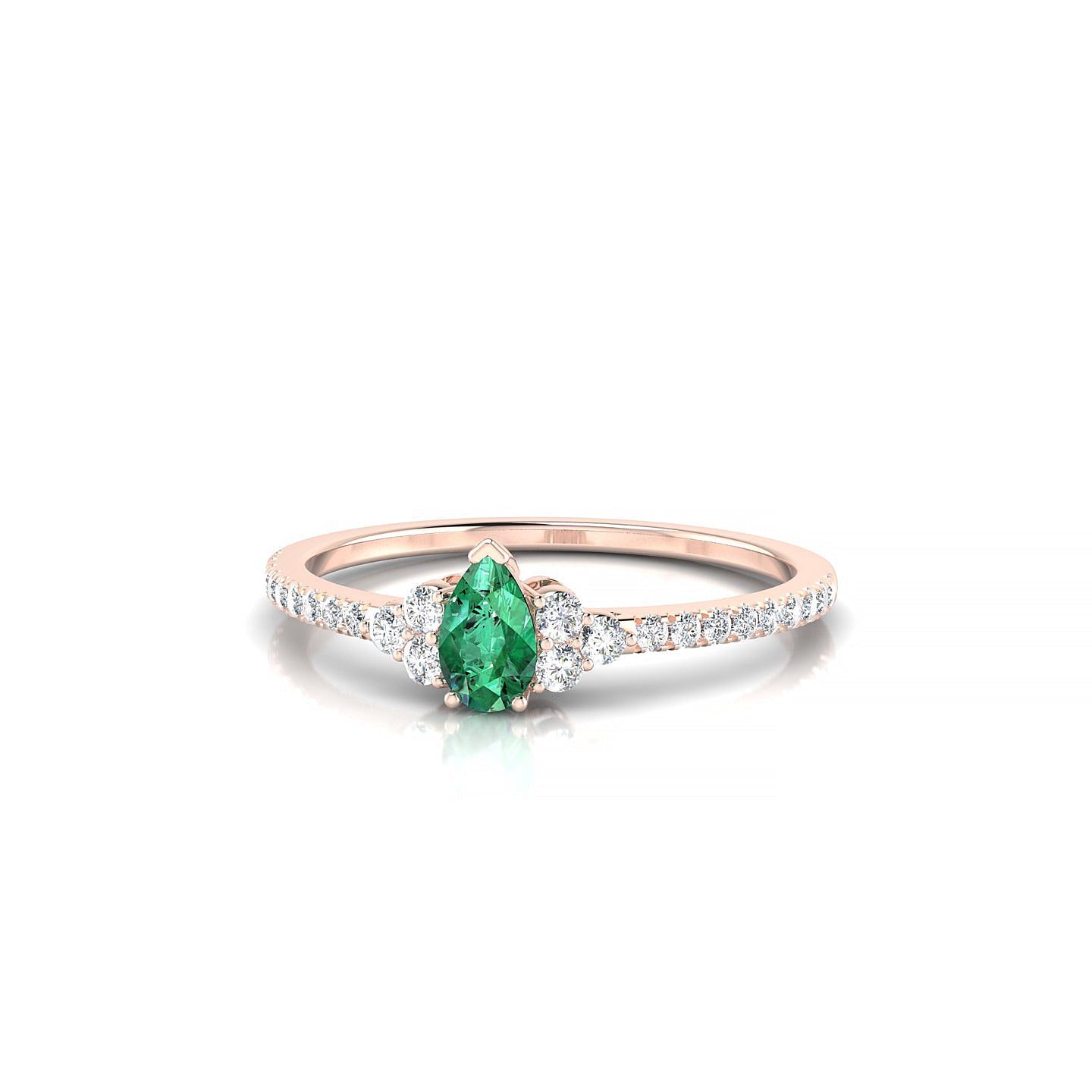Reverie | 18k Rose Gold 5 x 3 mm Pear Emerald Ring