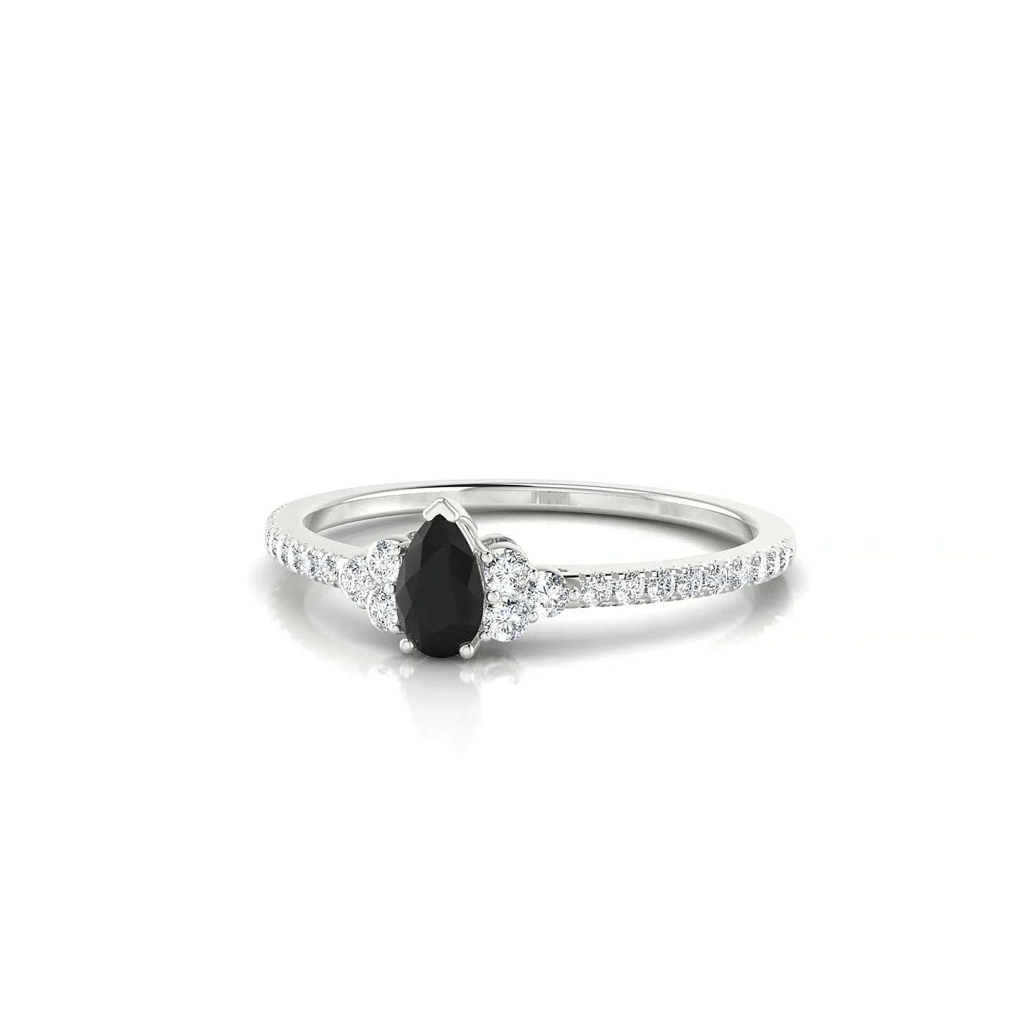 Reverie | 18k White Gold 5 x 3 mm Pear Black Diamond Ring