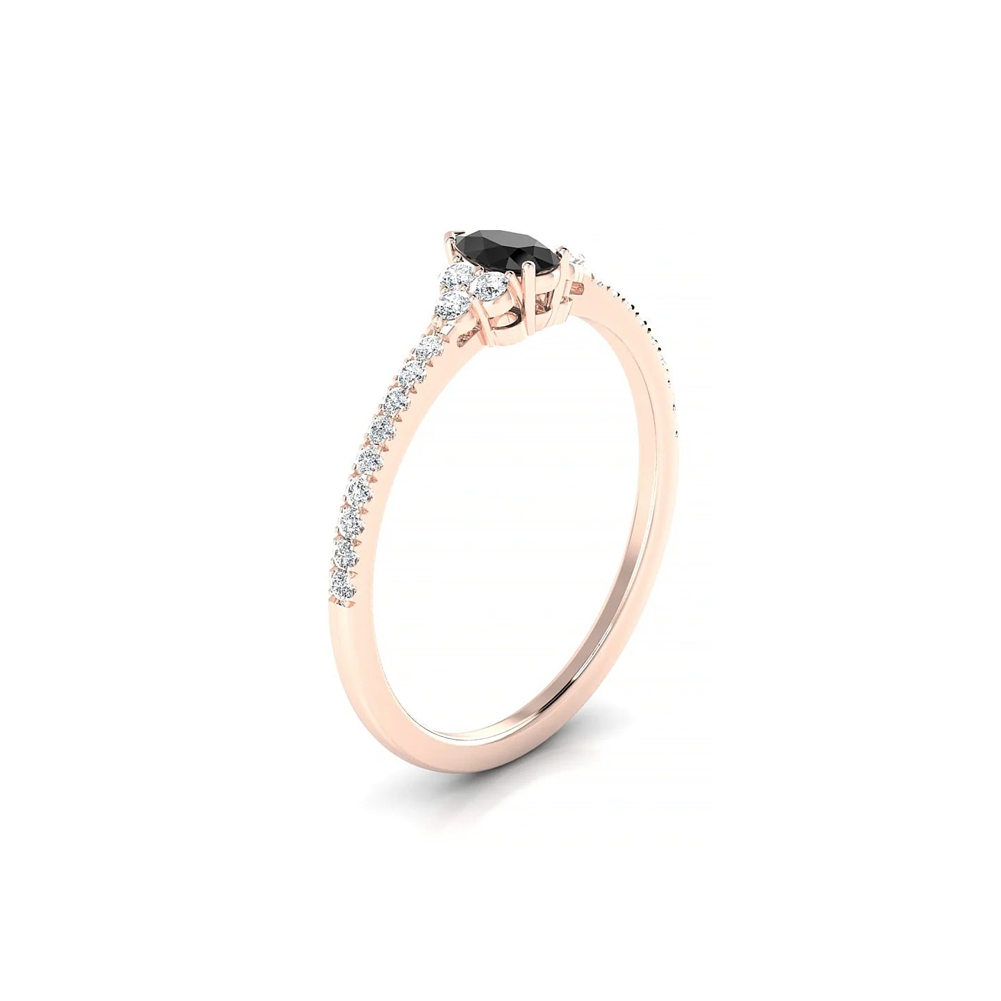 Reverie | 18k Rose Gold 5 x 3 mm Pear Black Diamond Ring
