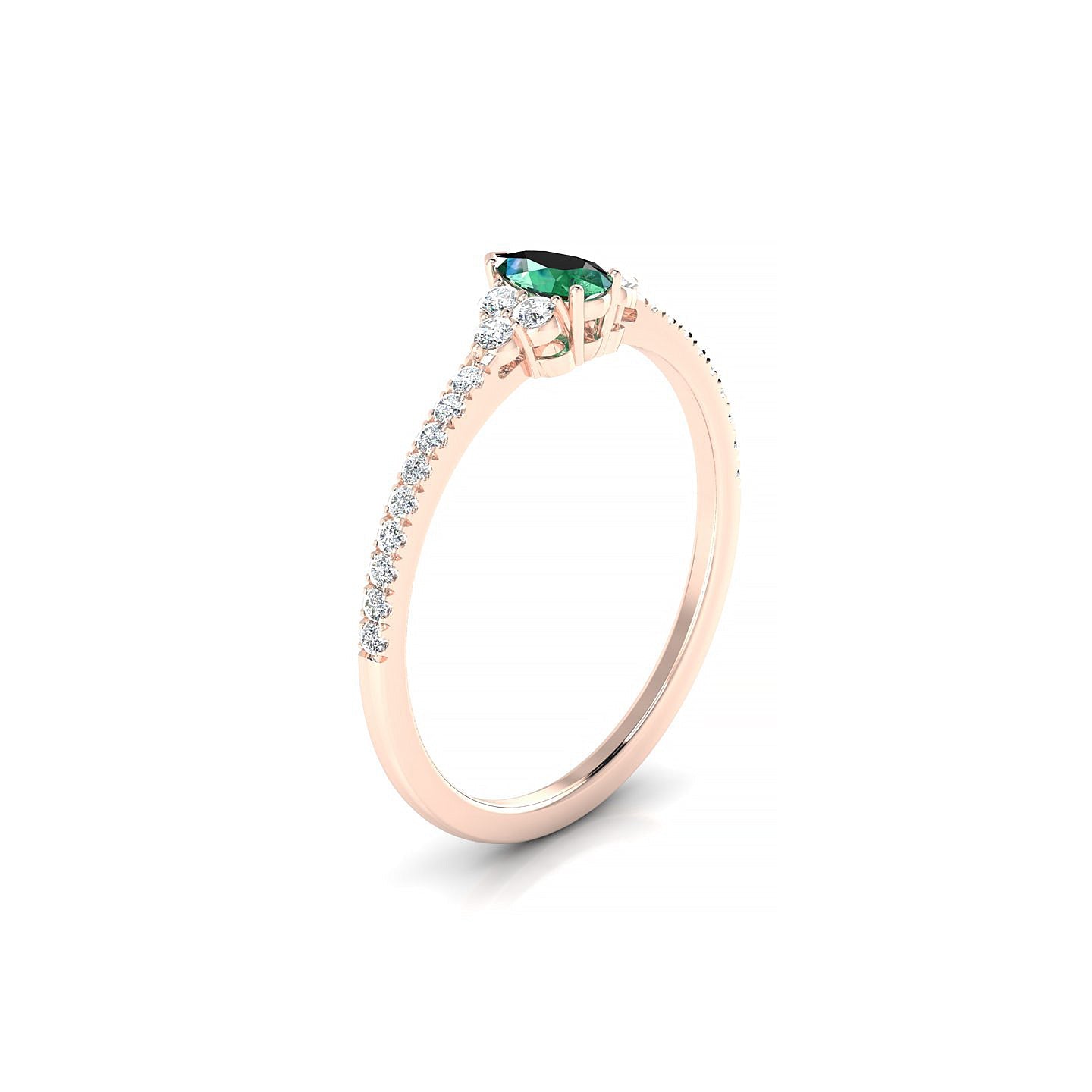 Reverie | 18k Rose Gold 5 x 3 mm Pear Emerald Ring
