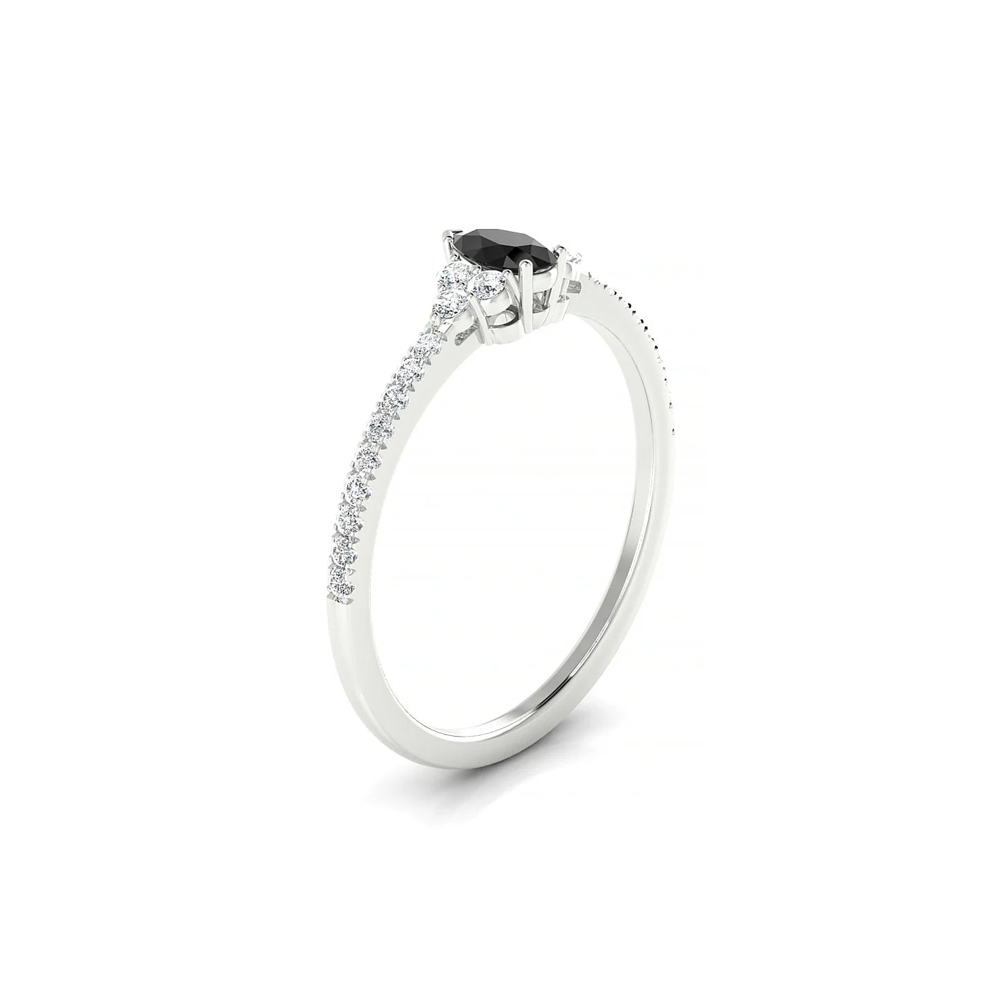 Reverie | 18k White Gold 5 x 3 mm Pear Black Diamond Ring