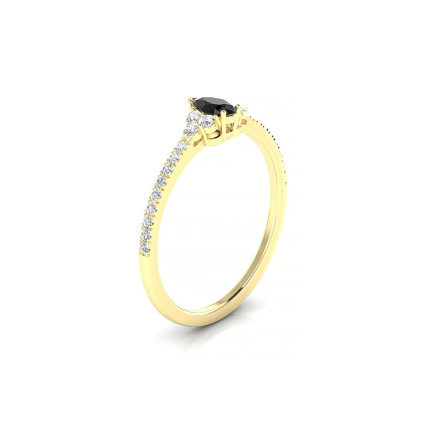 Reverie | 18k Yellow Gold 5 x 3 mm Pear Black Diamond Ring